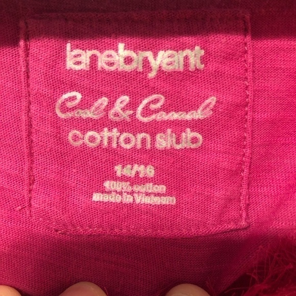 Lane Bryant size  14/16 pink fringe collar cool and casual cotton slub top - Picture 10 of 11